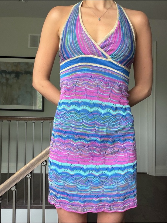 Guess Dresses & Skirts - Vintage Guess Vibrant Multicolor Halter Knit Dress